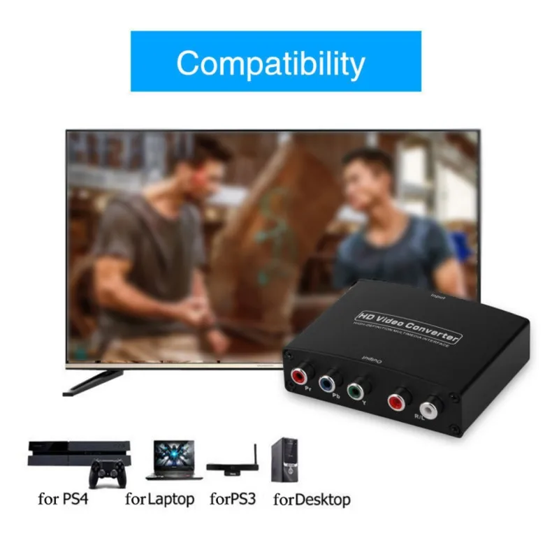 HDMI к 5RCA RGB компонент YPbPr видео + R/L аудио адаптер конвертер HD ТВ DVD | Электроника