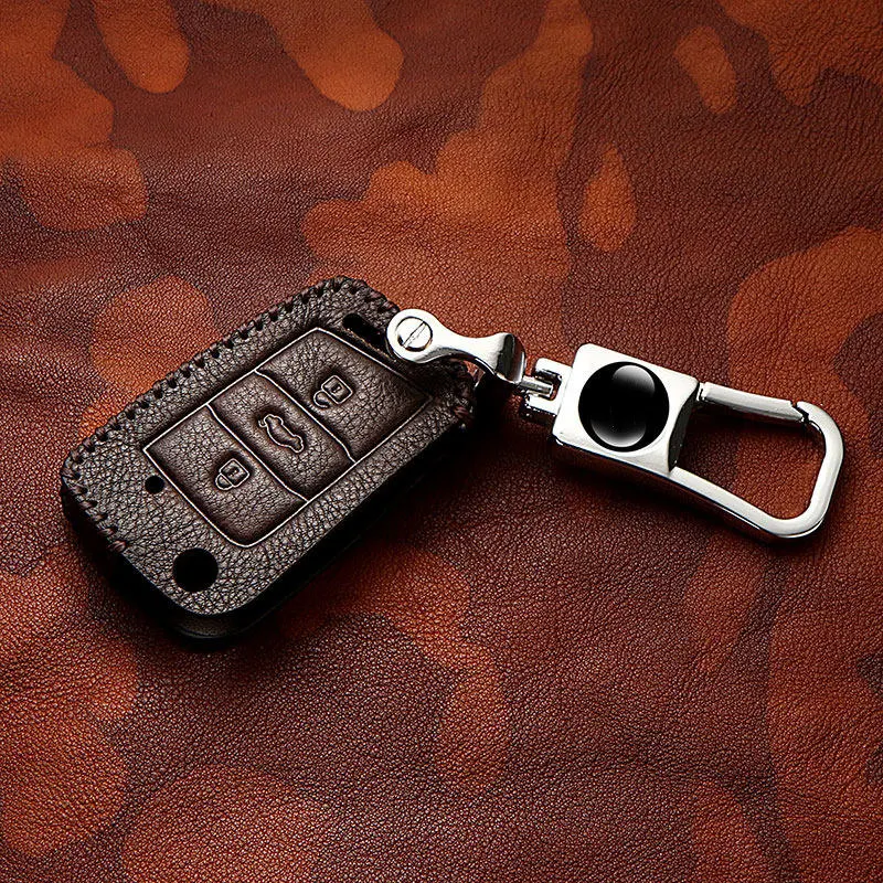 2019 износостойкий винтажный верхний слой кожаный чехол для ключей Новый VW Passat Lavida