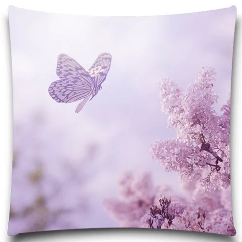 Красивая фиолетовая бабочка животные квадратная наволочка хлопок полиэстер