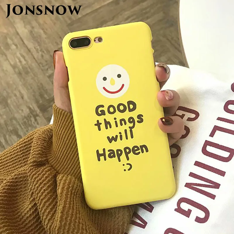 JONSNOW для iPhone 7 смайлик с рисунком лица Жесткий Чехол X 6 S 8 Plus матовый пластиковый