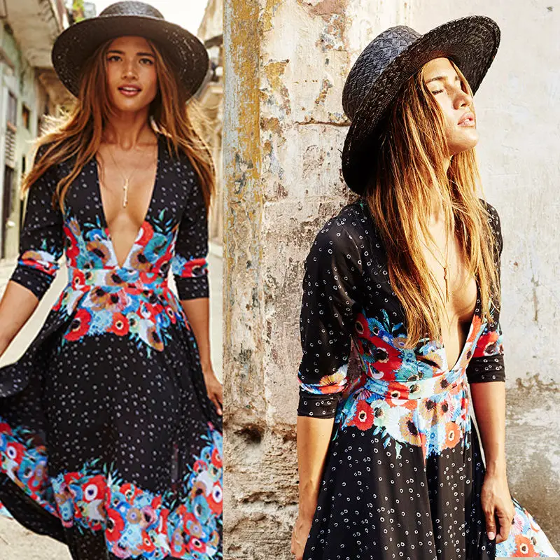 Женское шифоновое платье макси с длинным рукавом в стиле бохо|chiffon dress|long maxidress summer