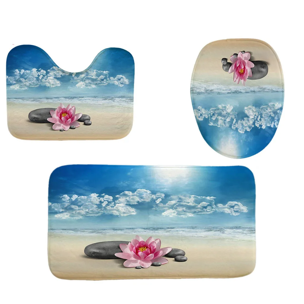 3pcs Non-Slip Fish Scale Bath Mat Bathroom Kitchen Carpet Doormats Decor Bathroom decoration Wholesale Soft Massage Pad19June10