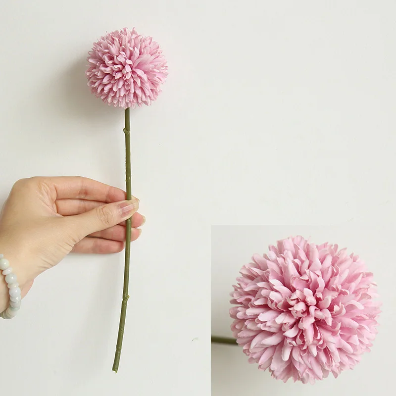 1Pcs 29cm Artificial Dandelion Flower Silk Hydrangea Flowers For Home Party Decoration Fake Flower For Wedding Decoration - Цвет: Pink purple