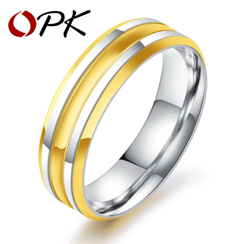 Мужское кольцо-полоска из нержавеющей стали золотистого цвета | Украшения и