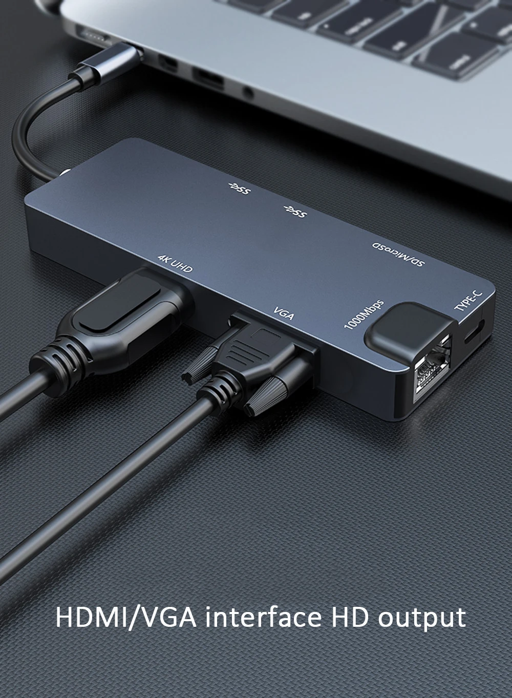 USB-C type C концентратор USB 3,0 HDMI 4K RJ45 Gigabit Ethernet VGA SD TF кард-ридер для Macbook Pro huawei P20 pro адаптер USB-C концентратор