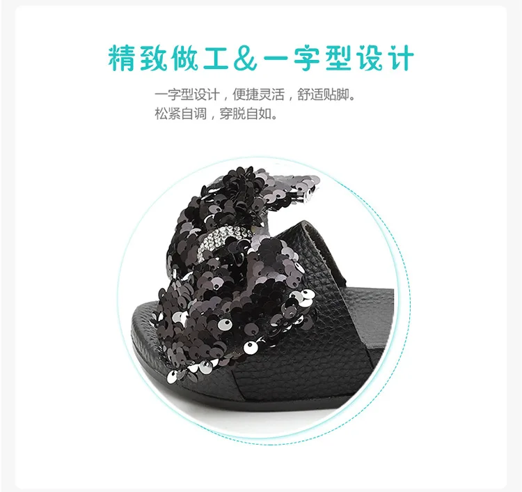 Новая летняя детская bling бантом тапочки маленьких детей тапочки с мягкой подошвой Нескользящие тапочки обувь с украшением в виде кристаллов дети B09111