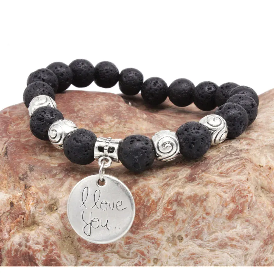 Оптовая продажа черный вулканический лавовый камень тигровый глаз 10 мм подвеска