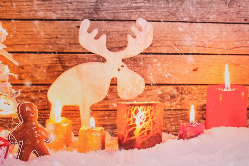 Винилбдс Рождественский фон новорожденный с имбирным пряником огни старый