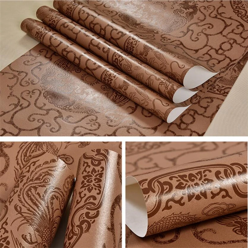 

beibehang Modern Chinese Hotel Wallpaper Vintage New Chinese Totem Flower Bedroom Living Room PVC Background Wallpaper