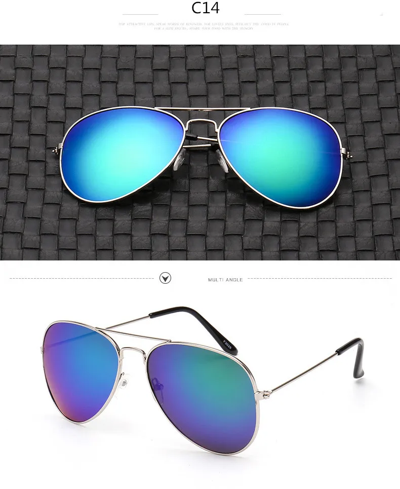 silver green Солнцезащитные очки Мужские Винтажные Солнцезащитные очки Ms. Frame Glare Pilot Aviation солнцезащитные очки 19 цветов очки для вождения Лидер продаж - Цвет линз: silver green