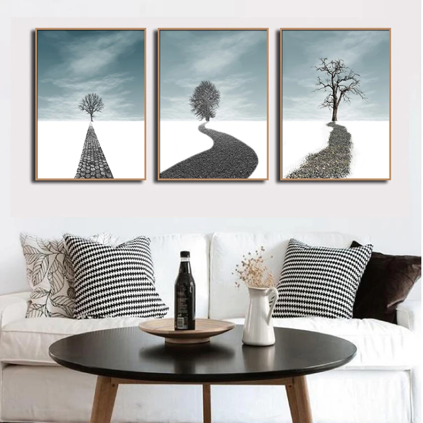 Modular Nordic HD Print Artwork Abstract Trees Poster 3 Pieces Home Decor Modern Canvas painting picture for living room FA668 | Дом и сад