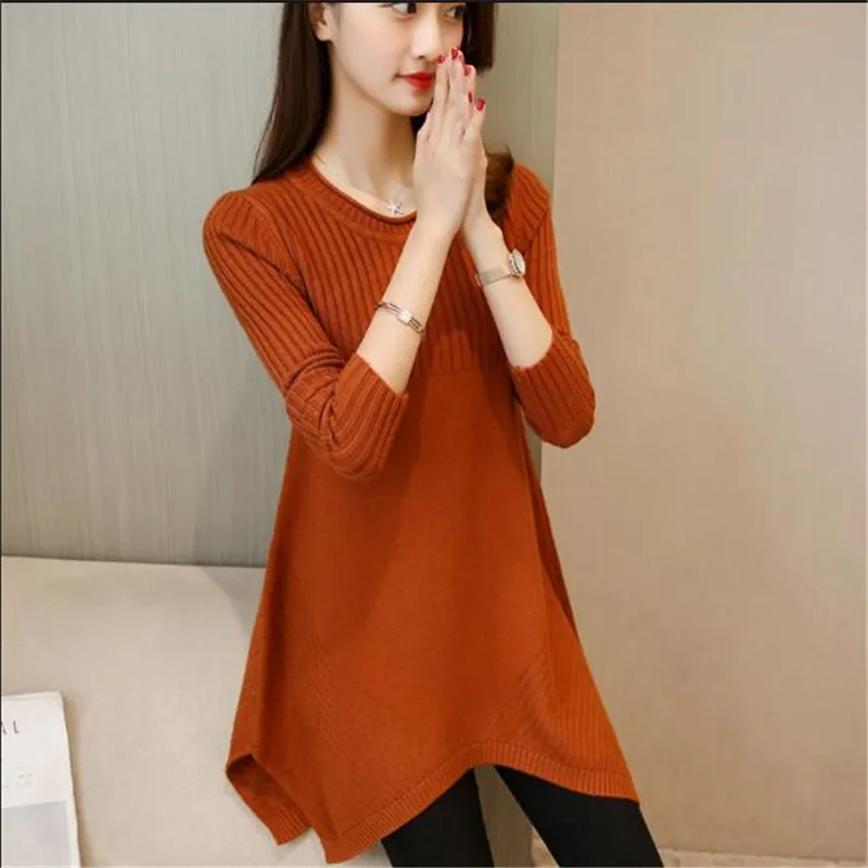 

2017New Korea Leisure Women Spring Autumn Sweater Round Collar Long Sleeve Knit Coat Fashion Female Loose Wool Coat A0071