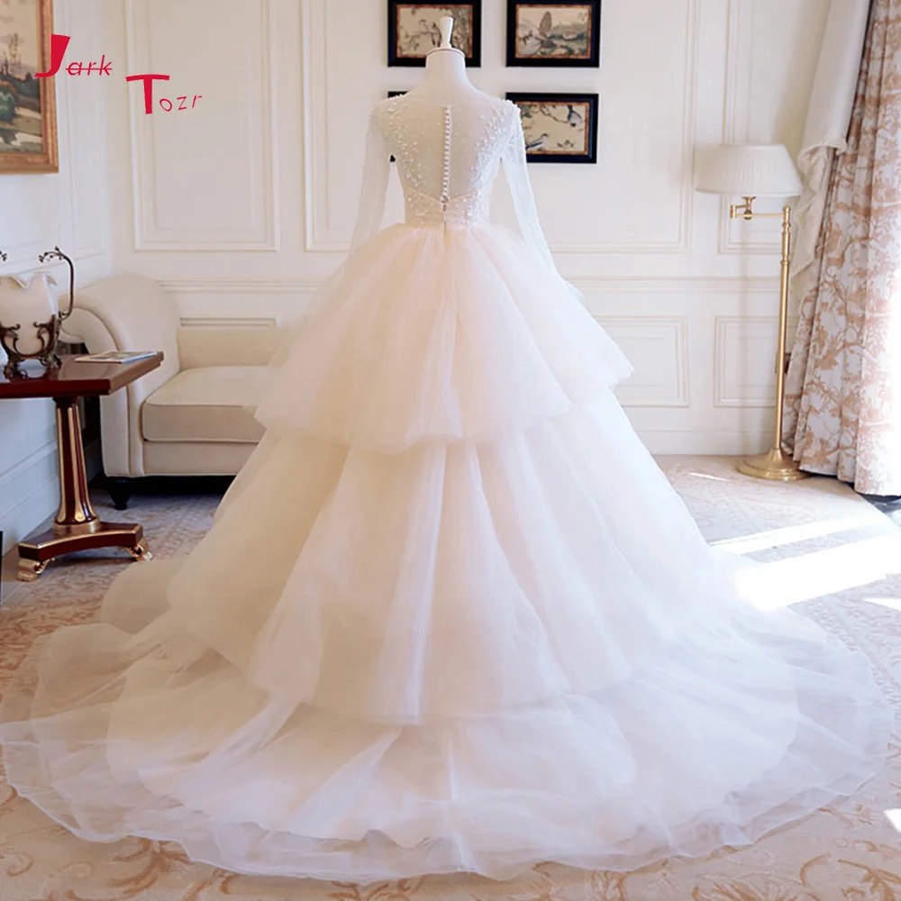 Jark Tozr новые с длинным рукавом свадебные платья 2019 Vestido De Casamento на пуговицах бисер