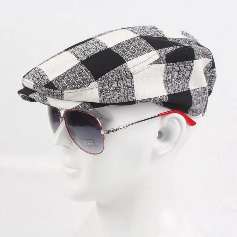 Женский клетчатый берет FS Классический Повседневный хлопковый в стиле унисекс