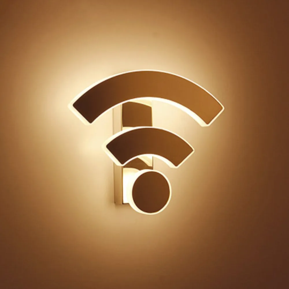 Забавный акриловый настенный светильник в форме логотипа Wi Fi светодиодные