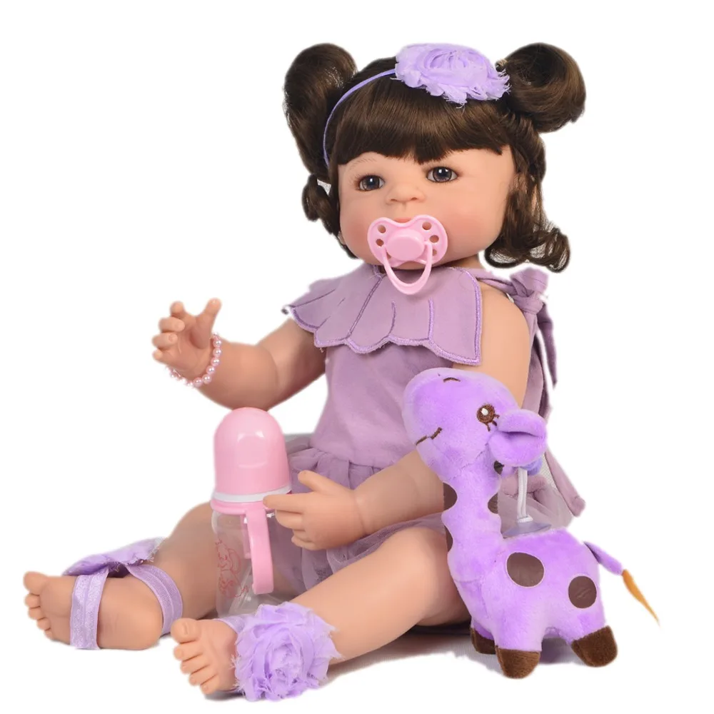 

55cm Full Silicone Body Reborn Baby Doll Toy For Girl Vinyl Newborn Princess Babies Bebe Bathe Accompanying Toy Birthday Gift