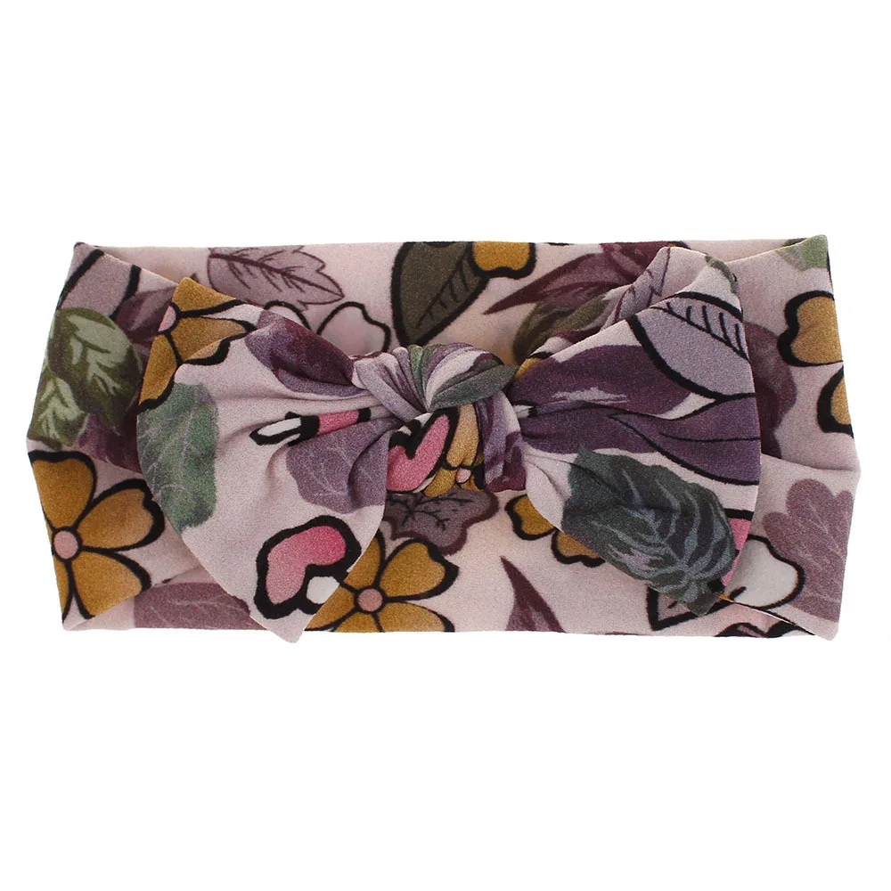 Floral 15 Цветочный принт нейлон; детская лента для волос; ободок для волос, и бантом для маленьких девочек нейлоновая головка для обертывания, широкие нейлоновые головная повязка в виде чалмы для волос, для маленькой девочки, аксессуары - Цвет: Floral 15