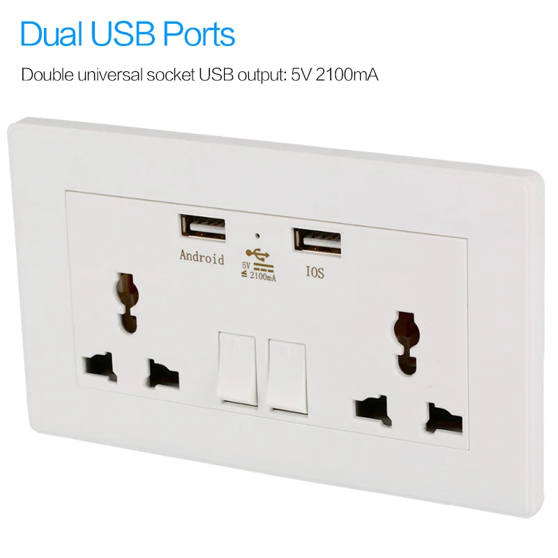 SHIERAK универсальный стандарт 2100mA настенная розетка с двумя usb-портами переходник белая розетка питания 2 usb-розетки для дома