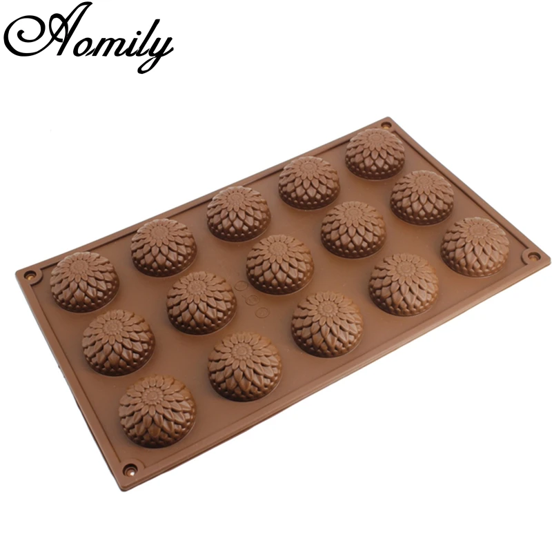 

Aomily 15 Holes 3D Chrysanthemum Sunflower Shaped Silicone Soap Candy Fondant Chocolate Kitchen Mould Silicone Cookies Cake Mold
