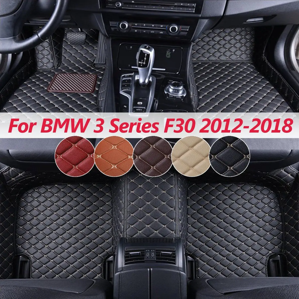 

Car Leather Floor Mat Front Rear Auto Liner Waterproof Skidproof Floor Mat For BMW 3 Series F30 2012-2018 Carpet Covepcs 5 Seats