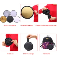 cy 30cm 11 8 5 in 1 profession portable collapsible light round photography reflector for multi photo studio disc reflector