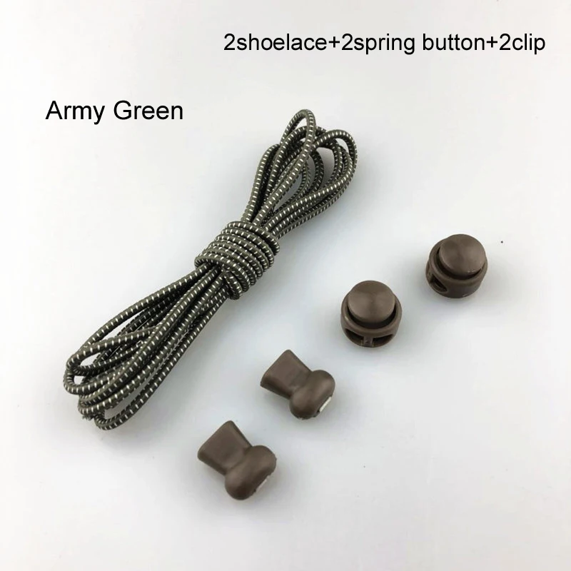 army green Растягивающиеся шнурки 22 цвета пара фиксирующих шнурков для обуви эластичные шнурки для кроссовок шнурки для бега/триатлона - Цвет: army green