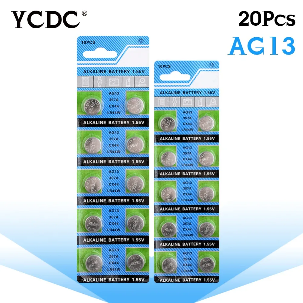YCDC 20x1 5 V AG13 Батарея LR44 L1154 RW82 RW42 SR1154 SP76 A76 357A ag13 пила lr44 SR44 AG 13 щелочные батареи