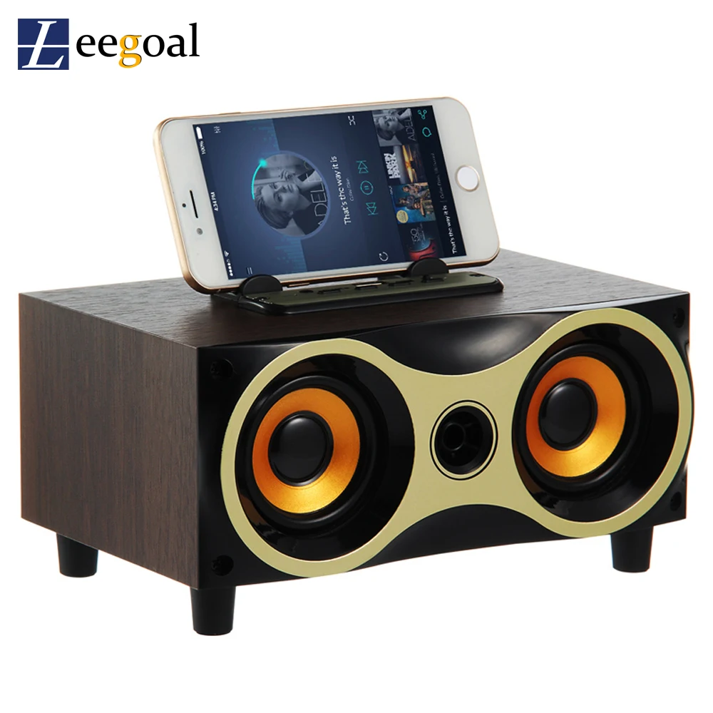 Портативный деревянный беспроводной динамик сабвуфер стерео Bluetooth s радио FM