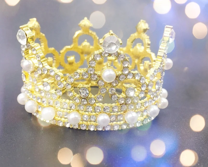 Маленькая круглая тиара Стразы для девочек корона принцессы невесты детские