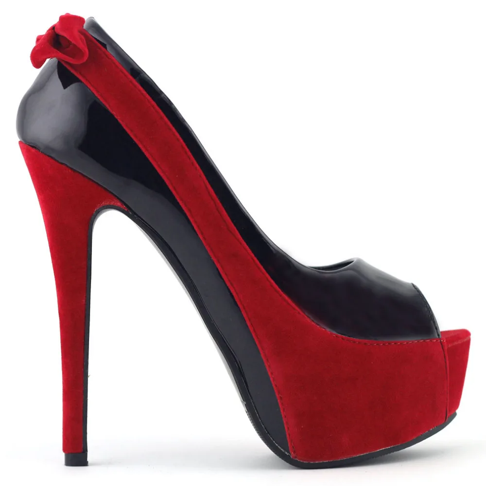 

LF80805 Sexy Two Tone Peeptoe Bow Stiletto Platform High Heel Pumps