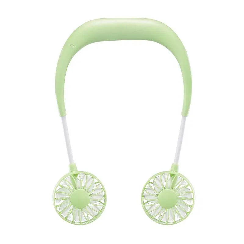 Green Hands-free Шея группа Hands-Free Висячие USB Перезаряжаемый двойной вентилятор мини воздушный охладитель летний портативный - Цвет: Green