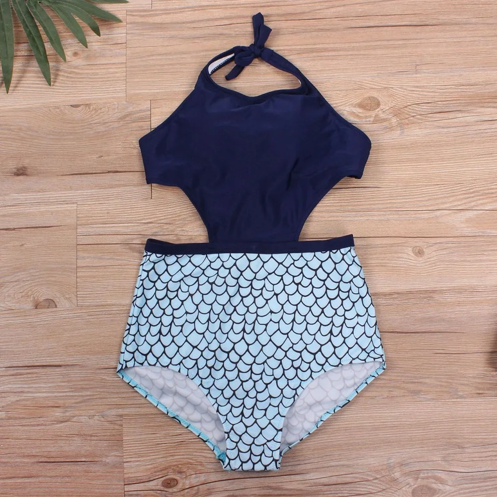 Винтаж весы для женщин одна деталь купальник Высокая талия Купальники малышек