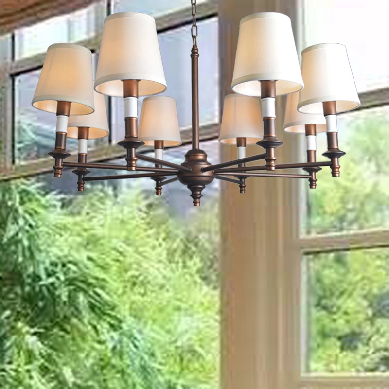 Люстра для гостиной в средиземноморском стиле светодиодная лампа с абажуром