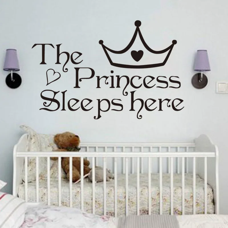 

The Princess Sleep Here Vinyl Wall Stickers For Kids Room Wall Decals Home Decor Wall Art Quote Bedroom Wall paper