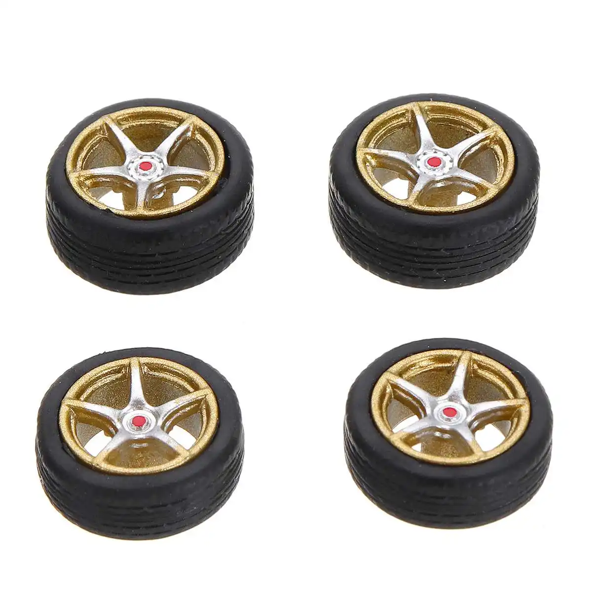 B Gold Silver 1: 64 автомобильные колеса, модифицированные автомобильные Литые резиновые колеса для 1/64 автомобилей, 4 колеса, один набор, сделай сам, сборка - Цвет: B Gold Silver