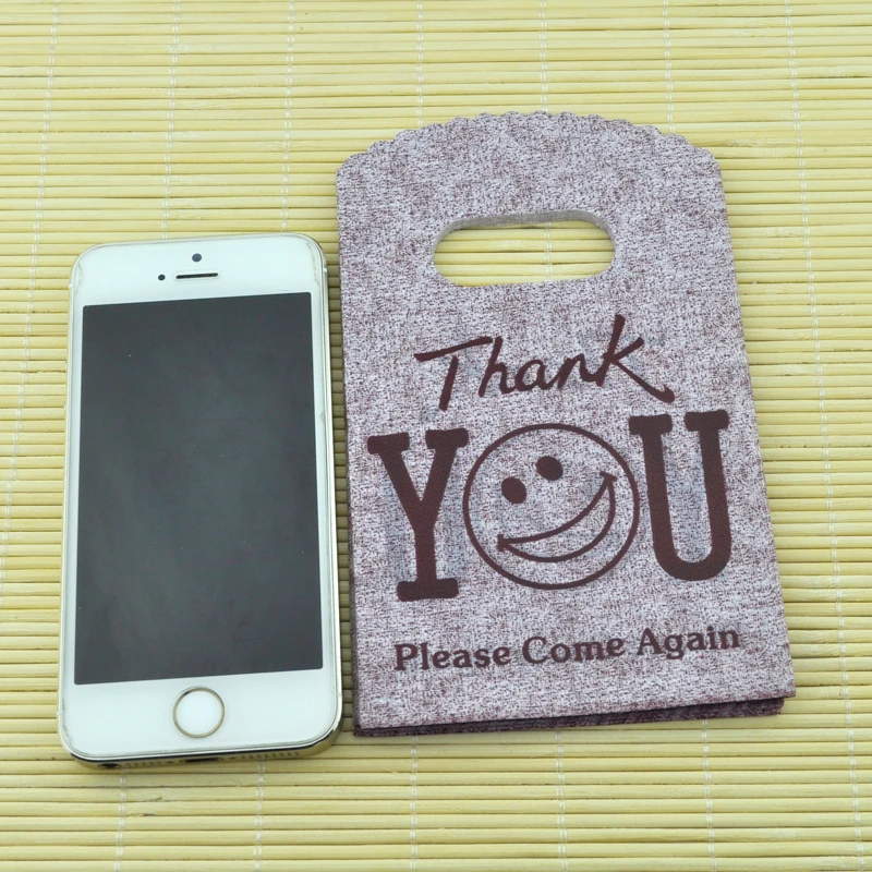 

9x15cm Coffee "Thank You" Design Plastic Gift Bag Jewelry Packaging Bags Small Boutique Carrier Plastic Shopping Bag 100pcs/lot