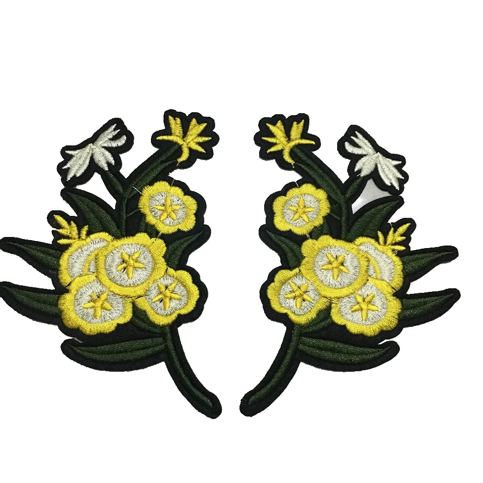 

Yellow Flower Applique Embroidered Patches SET Design Iron on Patch for Clothes Shoes Bags 13 x 9.5 cm DIY Apparel Accessories