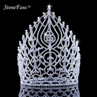 stonefans rhinestone wedding hair accessories jewelry elegant miss crown for women bridal big crystal crowns and tiaras king