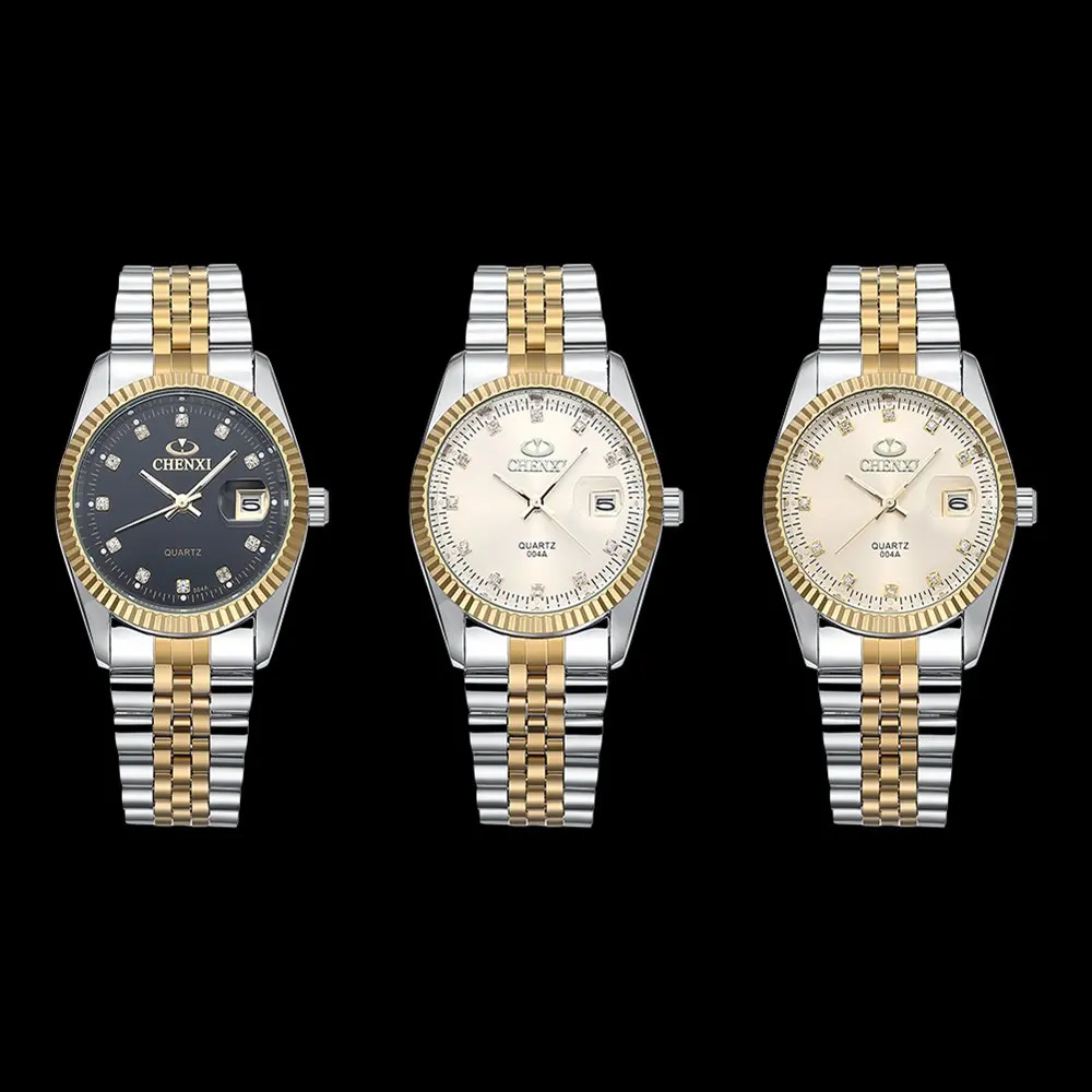 CHENXI роскошные мужские повседневные часы золотого и серебряного цвета со