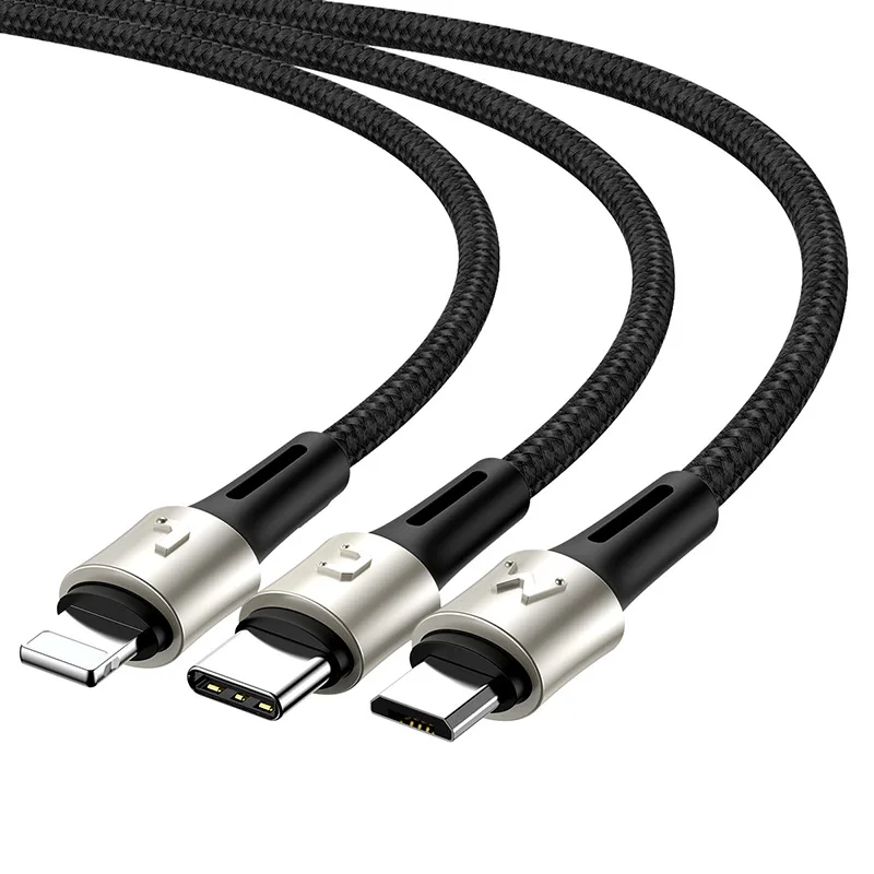 Black Baseus 3 в 1 usb c и micro usb кабель для samsung s9 s8 s10 android usb кабель для iphone зарядное устройство iphone xr 3.5A - Цвет: Black