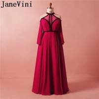 janevini vintage mother of the bride dresses a line pleats high neck chiffon long sleeves lace evening dresses for weddings 2018