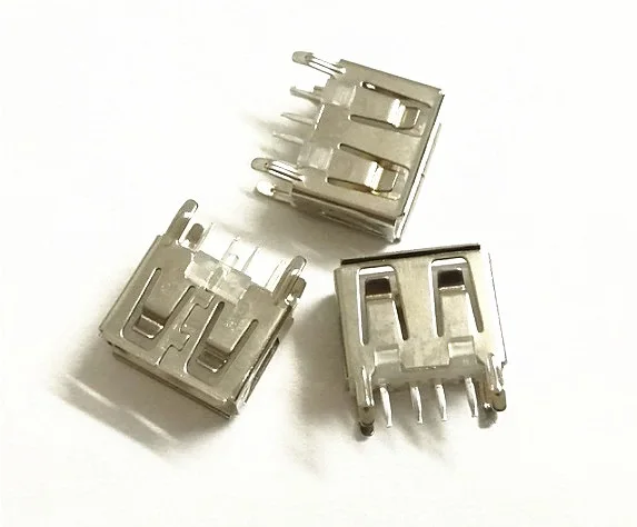 500Pcs/lot A Type Flat Angle (180 Degree) Female USB PCB Connector Socket Jack Plug usb 2.0 jack | Мобильные телефоны и