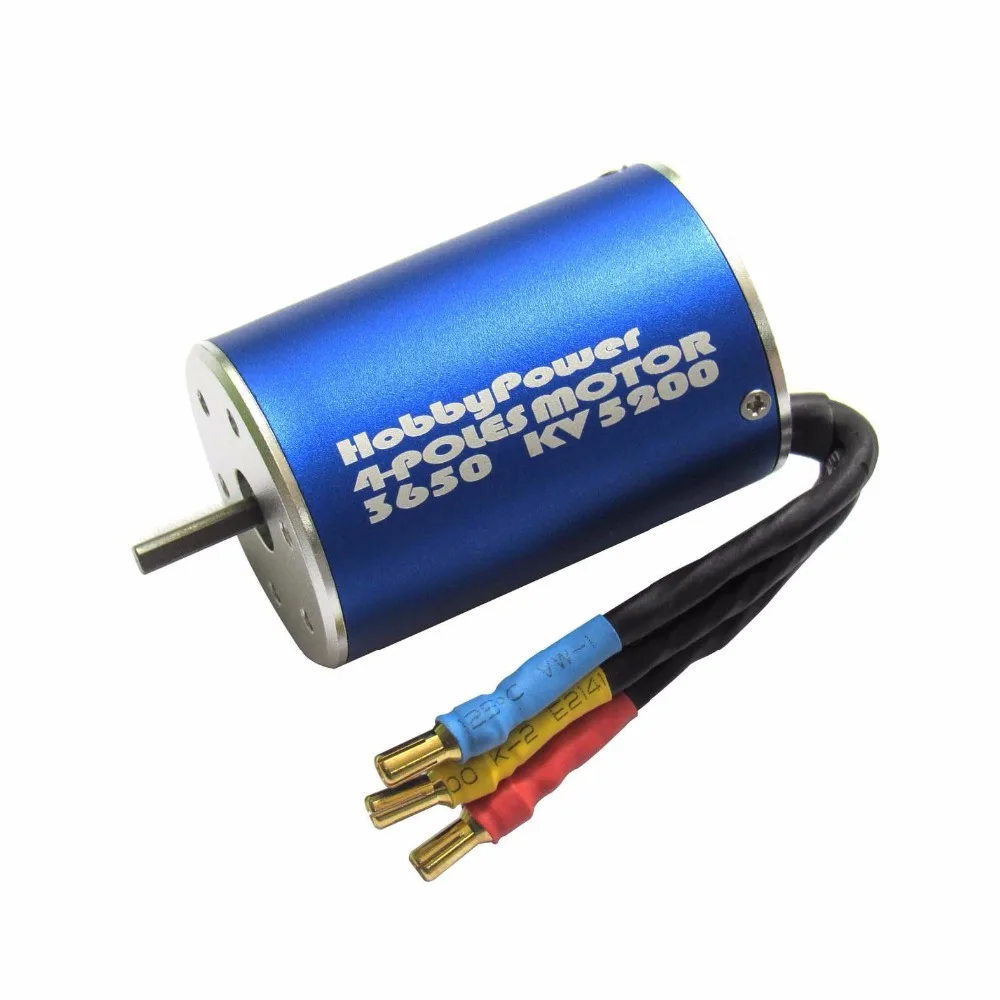 Hobbypower 60a ESC Бесщеточный Скорость контроллер + 3650 3900kv 5200kv 4 полюса Двигатель для 1/10
