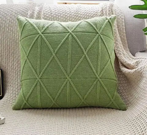 green Розовый вязаный чехол для подушки синий вязаный диван-шезлонг lounge throw Наволочка Зеленый Вязание cojines Современная декоративная almofada - Цвет: green