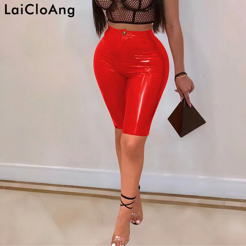 LaiCloAng High Waist PU Leather Summer Pants Women Button Fly Skinny Sexy Short Trousers Beach Casual Ladies S-2XL | Женская одежда