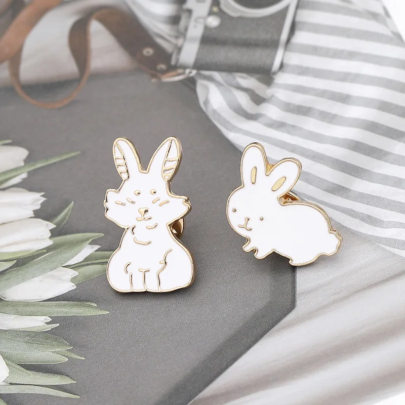 Брошь с изображением белого кролика для женщин и мужчин 2 стиля корейская мода