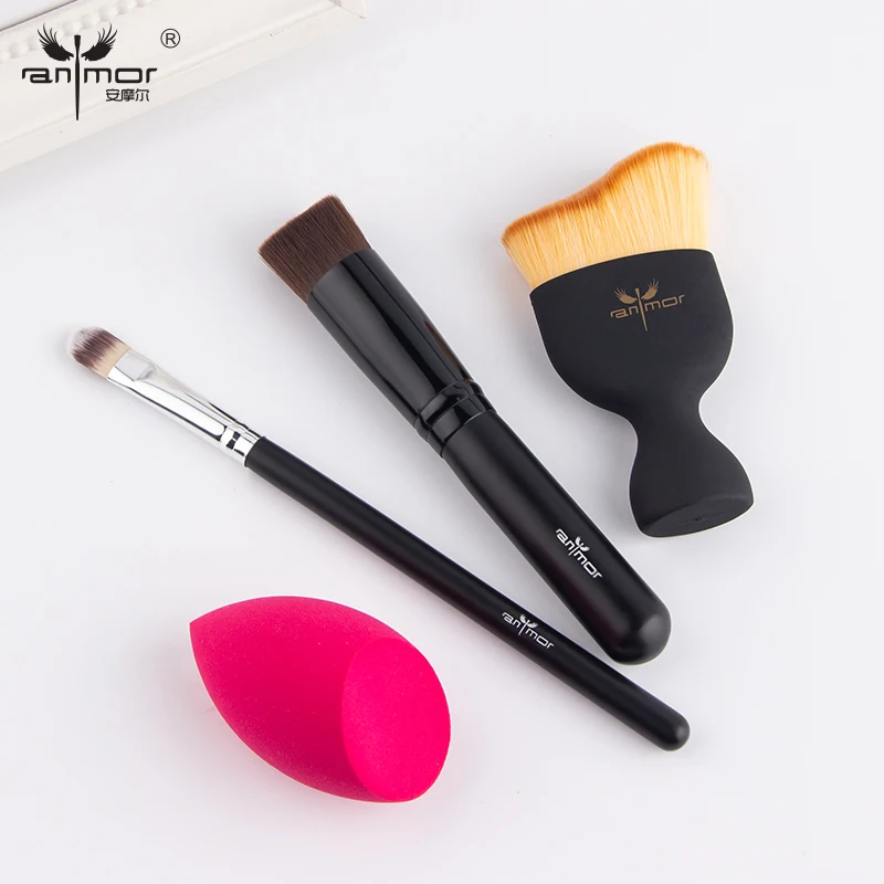 Anmor Classic Brushes For Makeup High Quality Sponge Concealer Blush Foundation Make up Brush Set Synthetic Hair Cosmetic Tools | Красота и