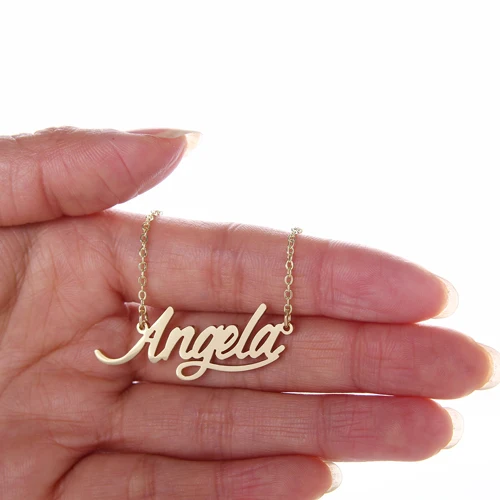 Женское ожерелье с буквенным принтом AOLOSHOW Золотое колье надписью Angela NL-2397 |