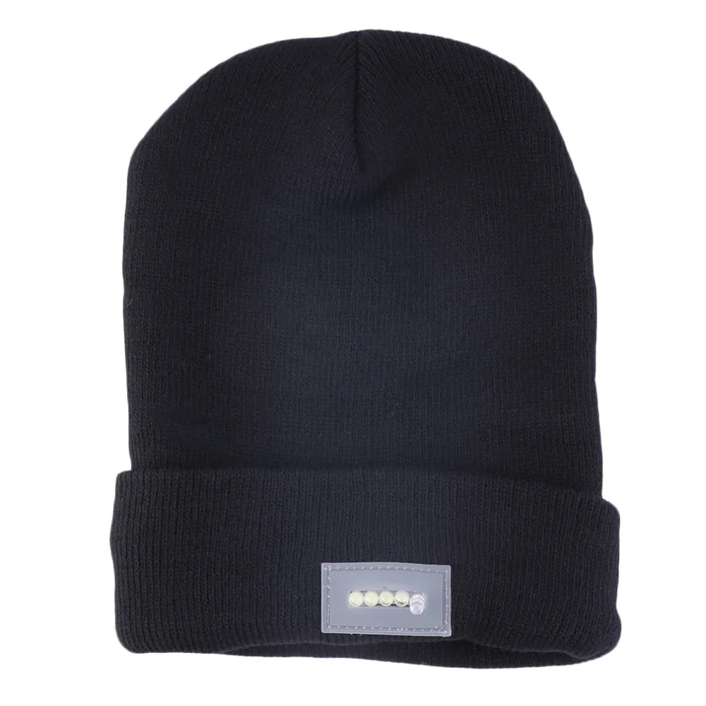 5 светодиодный светильник, шапка, теплые зимние шапочки Gorro, для рыбалки, рыбалки, кемпинга, черные шапки, вязаная шерстяная шапка, мода