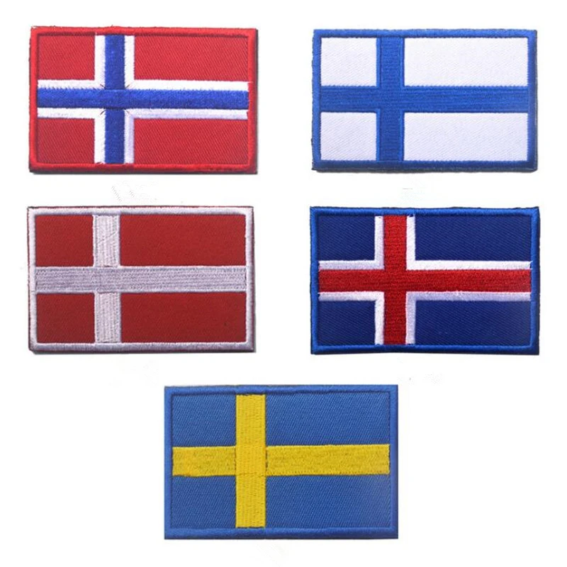 

1 Piece 3D Sweden Denmark Finland Norway Flag Patch Backpack Bag Jacket Armband Badge Parch for Clothes Hook and Loop Sticker